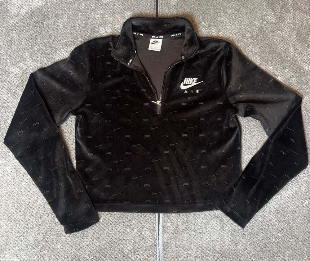 Nike Air Velour 1/4-Zip Long-Sleeve Top Black 1198